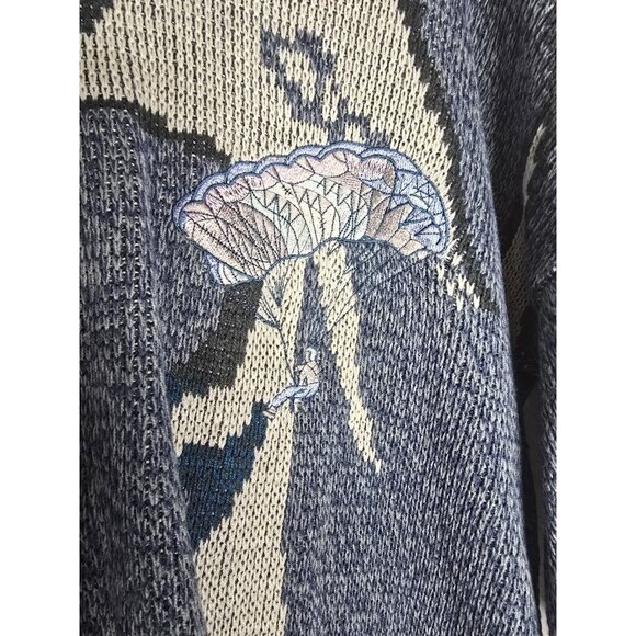 Fine Line Womens Vintage Knit Sweater 80s- Parasailing embroidery Detail- Size L - Picture 3 of 10